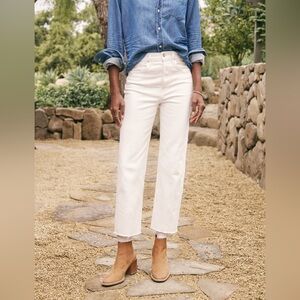 Frank & Eileen Monaghan Jeans Crop Raw Hem Off White Cream 27 Straight.
